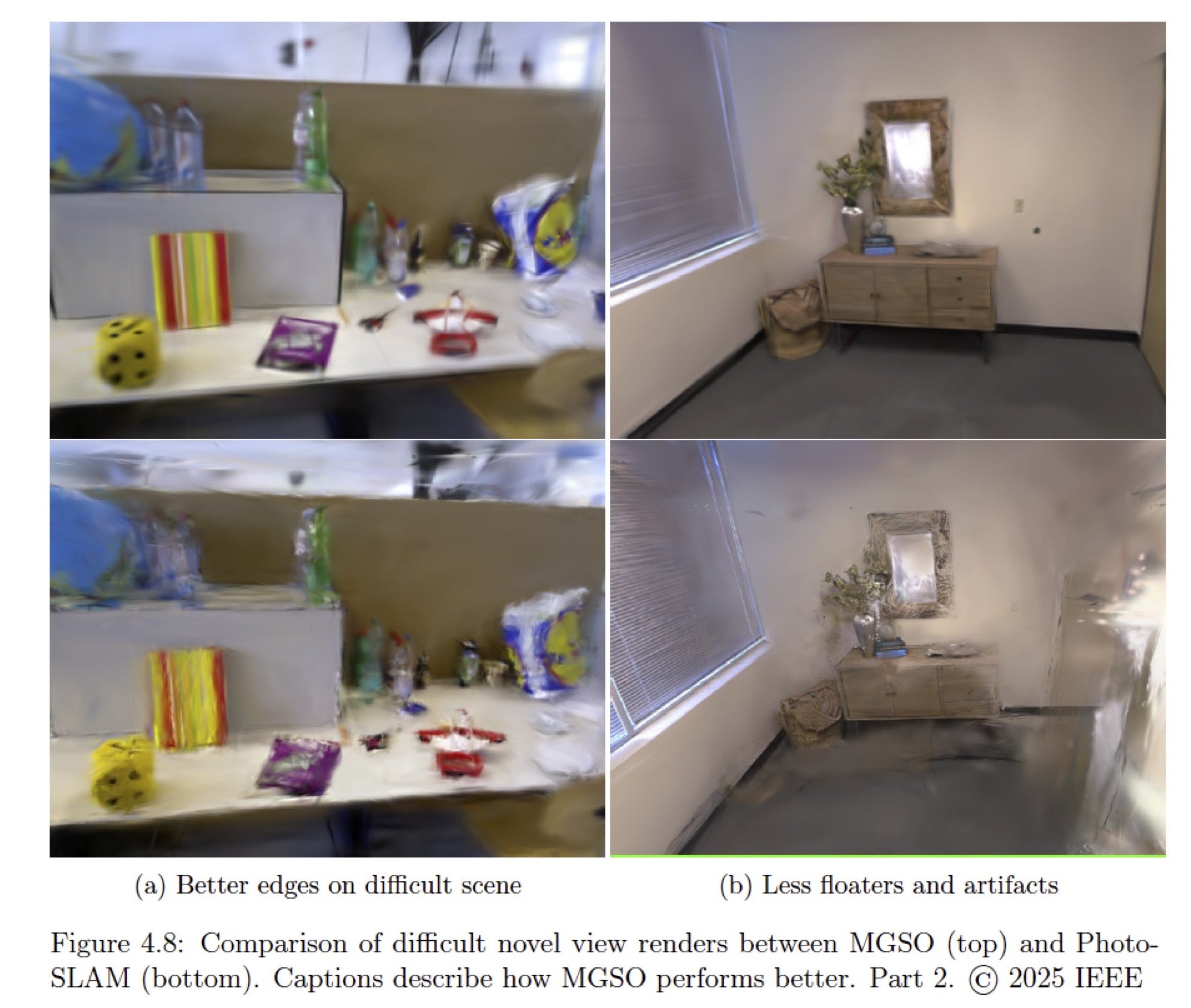 Renderings of computer vision pictures of two rooms with various objects