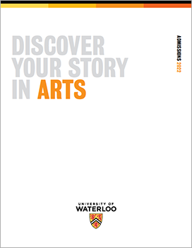 White cover of the 2022 Arts admissions brochure