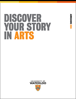 White cover of 2024 Arts brochure that says Discover your story in Arts