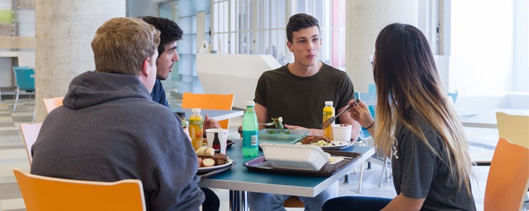 Students eating in cafeteria