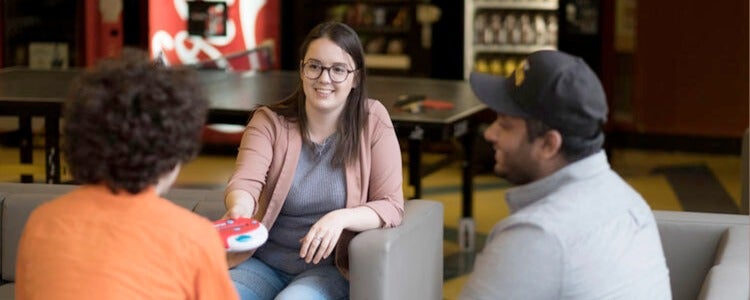 University of Waterloo liberal arts students playing games in residence