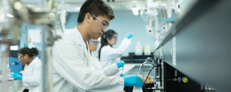 Students working in a Science lab.