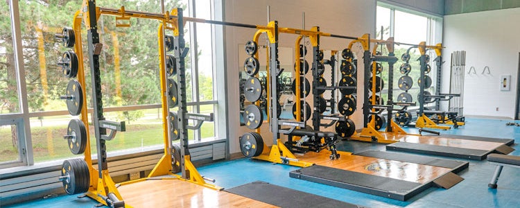 Weight lifting racks in the Columbia Icefield gym