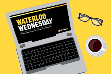 Laptop with Waterloo Wednesday on the screen