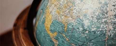 A close-up of a globe.