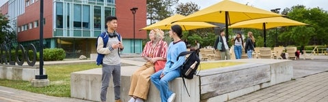 Students outside on campus