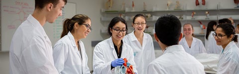 group of students in lab coats