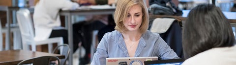 Student working on a laptop