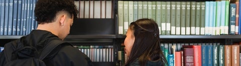 Two students in the library