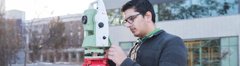 Student working on a robot