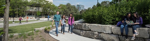 Students walking on campus