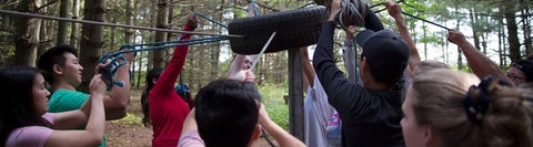 a group of students doing an outdoor activity