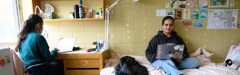 Students in a residence room at the University of Waterloo