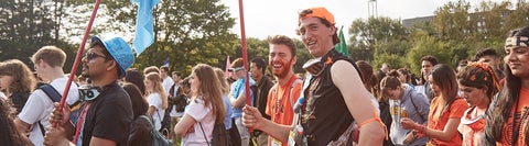 crowd of students having fun orientation