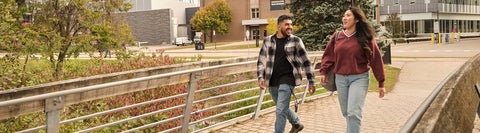 Students walking through campus