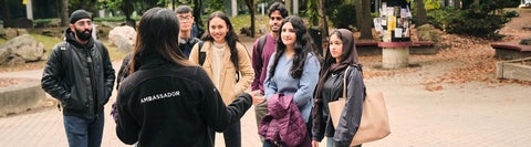 students on campus tour