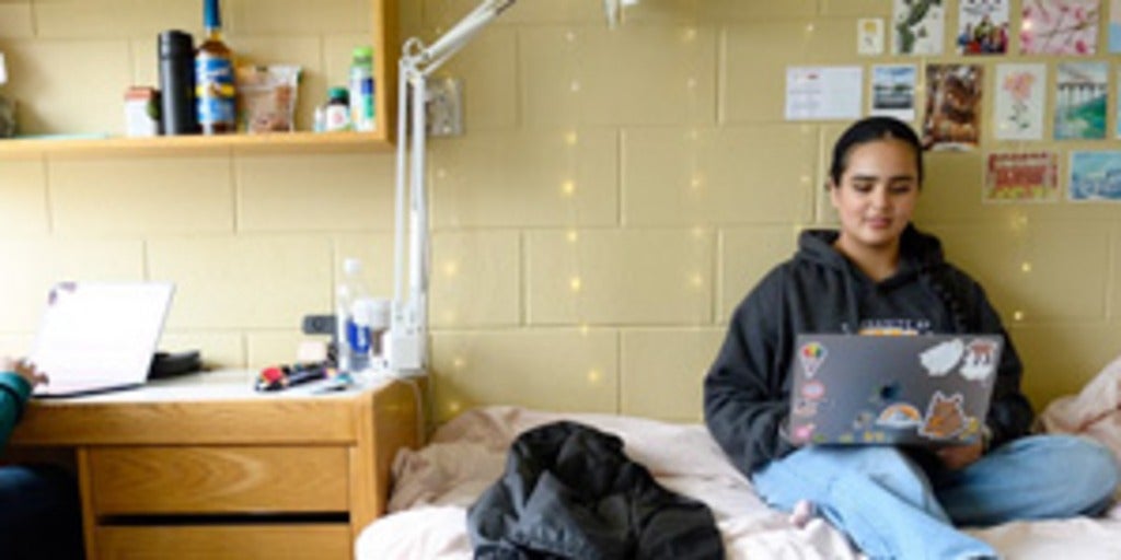 Students in a residence room