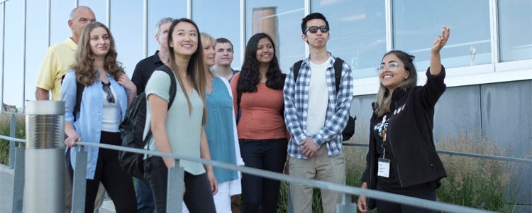 students on a campus tour