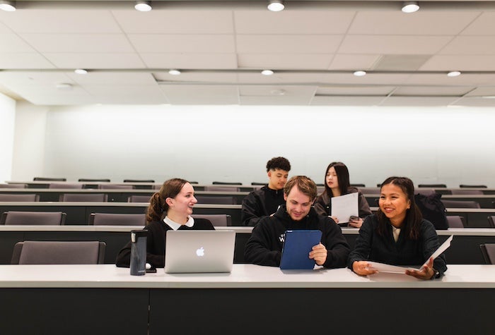 Students sitting in a classroom