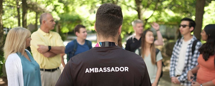 Ambassador giving a campus tour.
