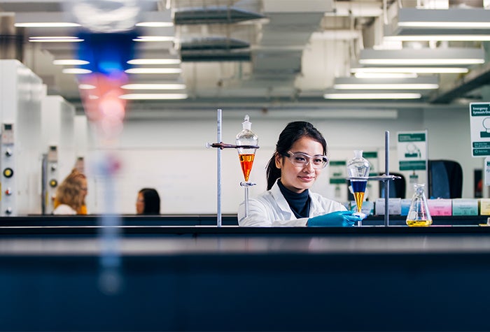 Co-op student working in a lab