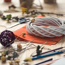 Craft supplies on a table