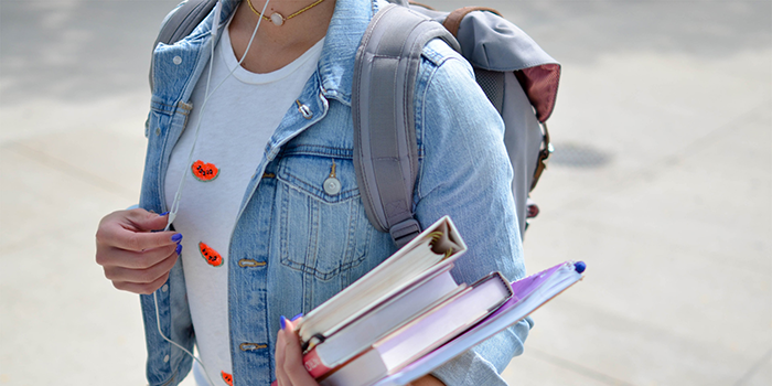 Student carrying books