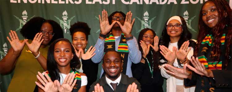 Group of National Society for Black Engineers (NSBE) students posing for a photo