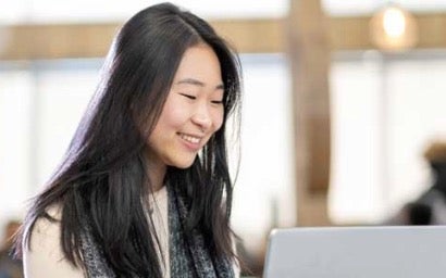 Student on her laptop