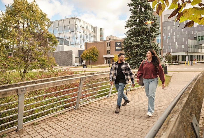Students walking through campus