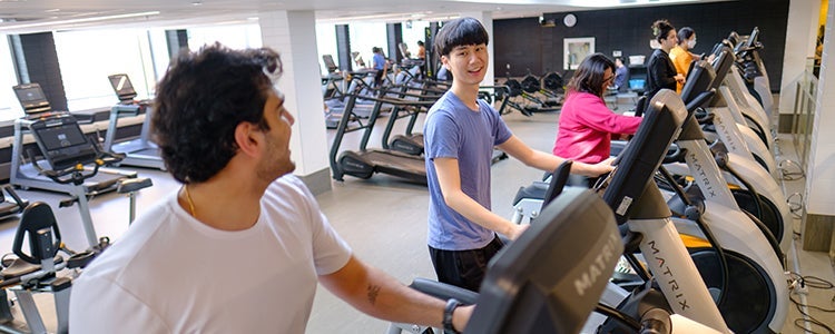 Students working out at the gym