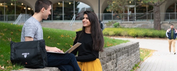 Students chatting at the University of Waterloo.