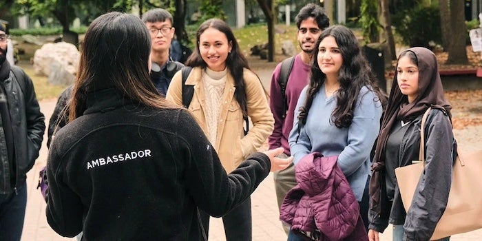 Students on a campus tour.