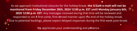 Holiday Shutdown announcement