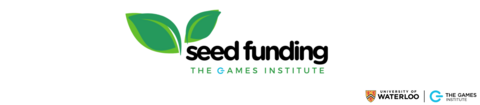 An image of two leaves with the words "seed funding" and "The Games Institute"