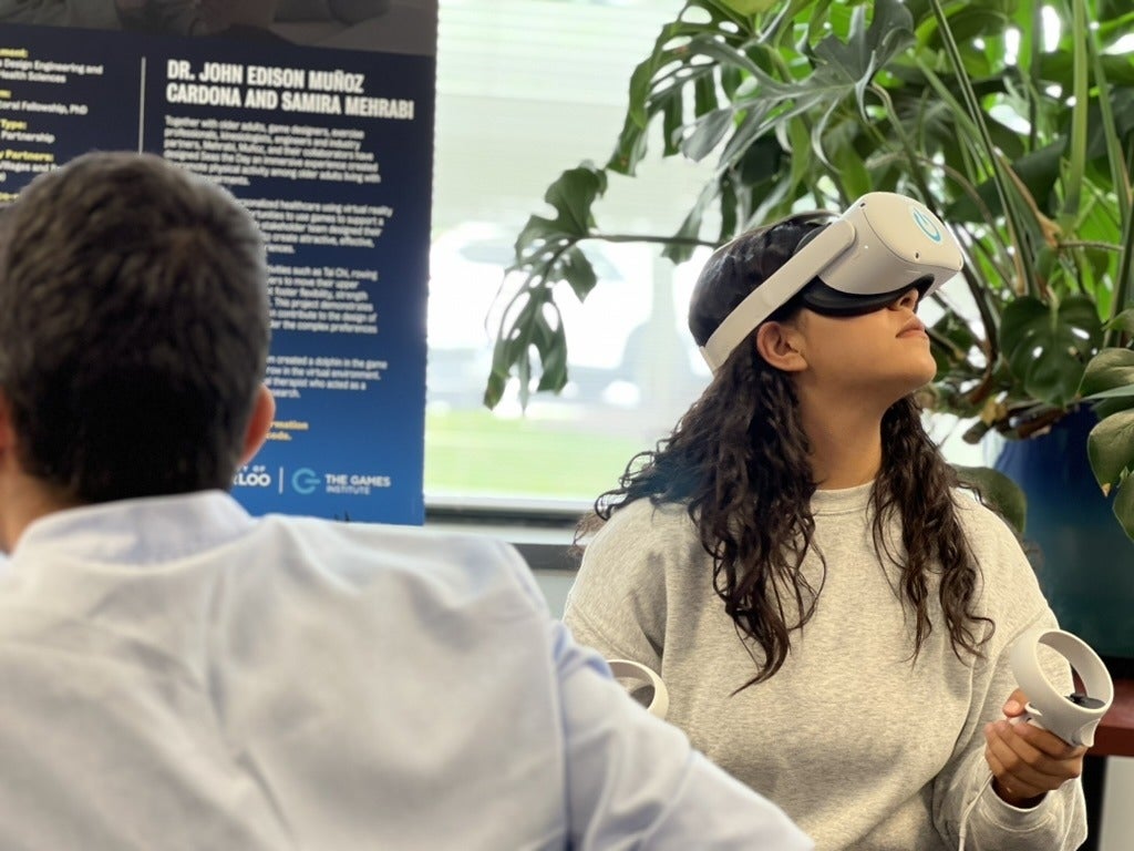 An individual wearing VR headset