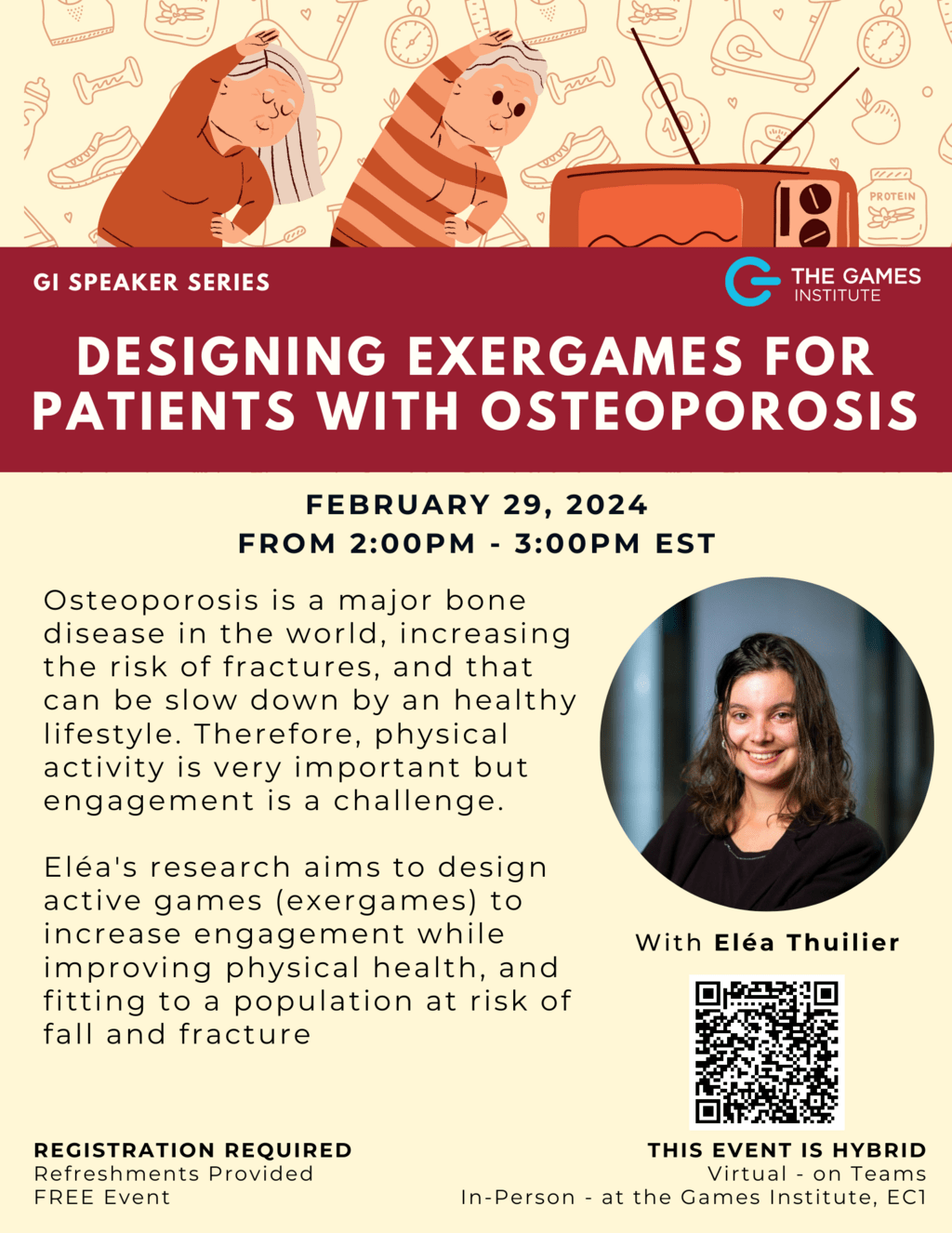 Poster of the "Designing Exergames for Patients with Osteoporosis" Event