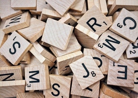 Scrabble tiles in a pile