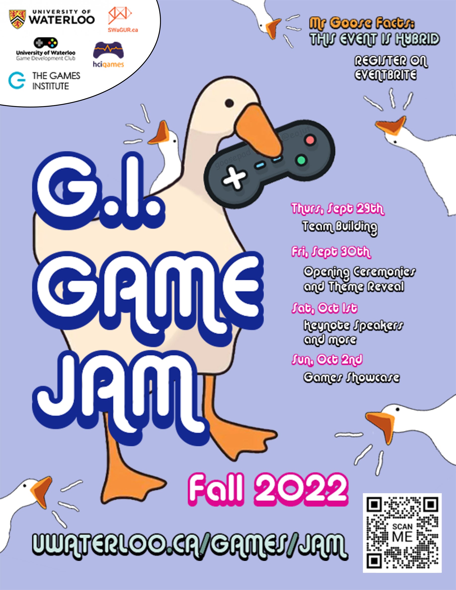 A goose holding a video game controler 