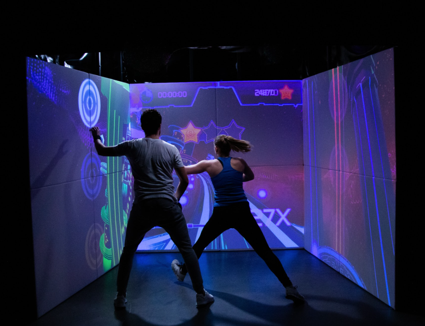 Two people using an ExerCube