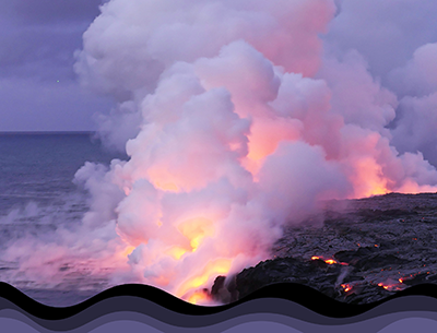 molten lava flowing into the sea
