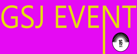 purple background with yellow text that read" GSJ EVNET" small logo for 16 days