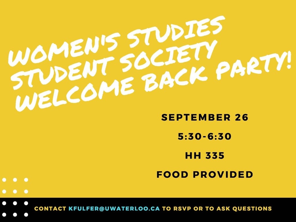 Poster of Women's Studies welcome back party