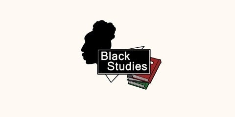 text "Black Studies" on top of books and a black head