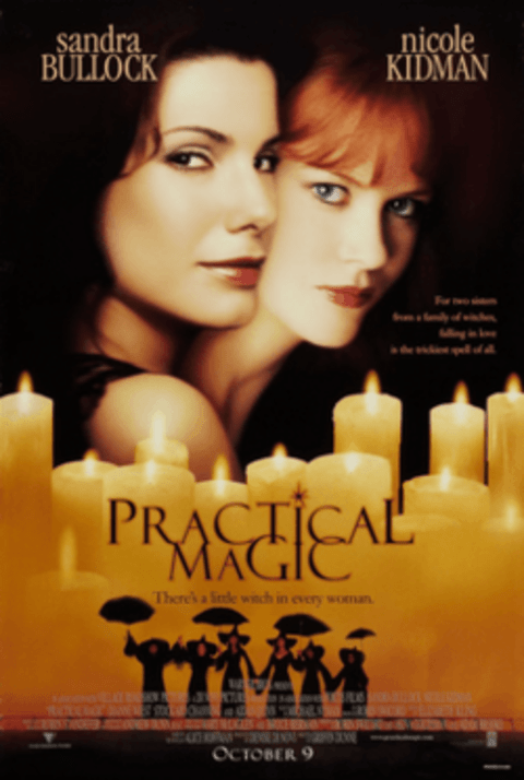 Practical magic Film poster- candles and faces of 2 white women