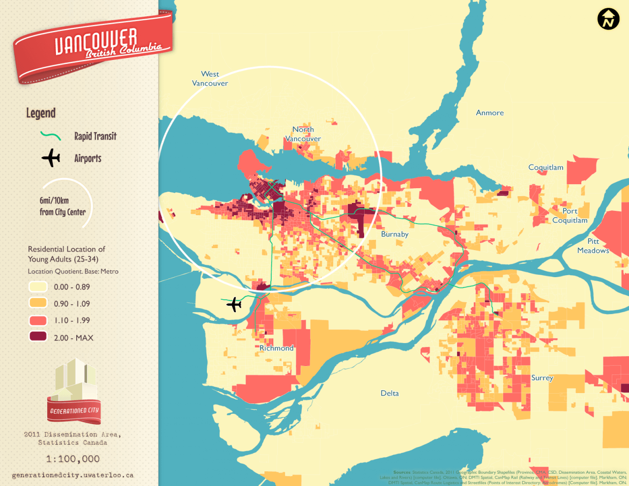 Residential location of young adults in Vancouver.