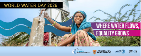 World Water Day 2026 banner of woman using fountain 