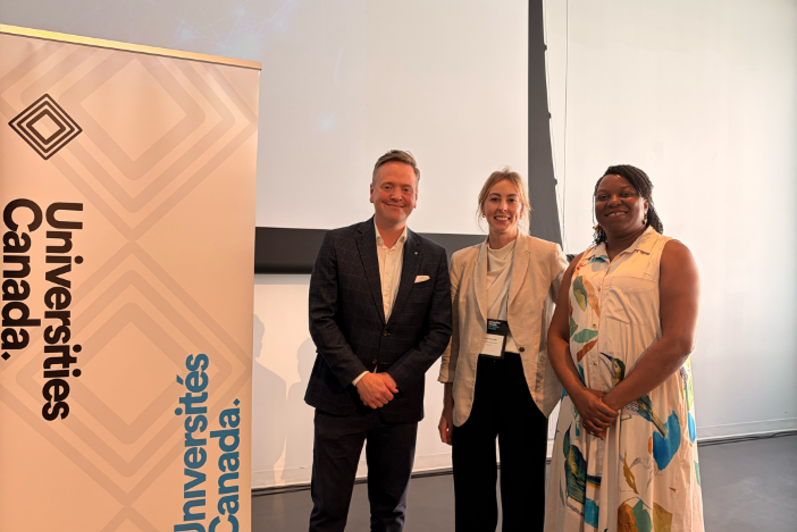 Alexa with Gabriel Miller, President and CEO of Universities Canada (left), and Koko Bate Agborsangaya, Director of Partnerships & Programs (right).