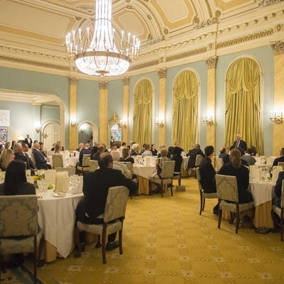 Dinner tables set up at the RIdeau Hall 
