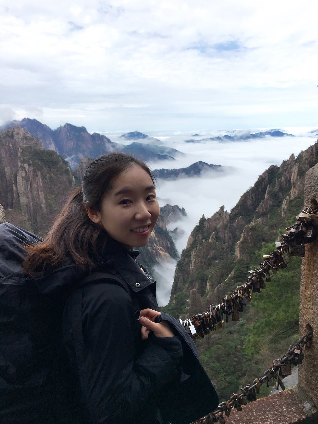 Sabrina Li hiking a mountain